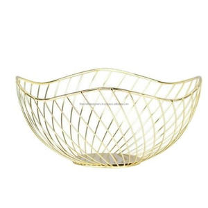 Wholesale Quality <b>Gold</b> Finished Wire <b>Basket</b> Best Selling Reusable Kitchenware Fruit <b>Basket</b> <b>Storage</b> Wire Bowl for Home Decoration - Product Image 5