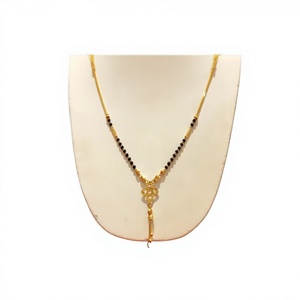 Collar Mangalsutra de Oro Sólido de 22K, 6.730g, Auténtico Oro Amarillo 916, Colgante con Filigrana Floral, Joyería Tradicional India - Product Image 1