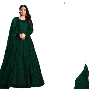 แฟชั่น FATEMA อินเดีย ปากีสถาน ชุดสตรีดีไซน์ใหม่สำหรับงานแต่งงาน งานเลี้ยง ชุดซัลวาร์ คามีซ ผ้าเน็ตปักลายหนัก พร้อมผ้าคลุมไหล่ - Product Image 1