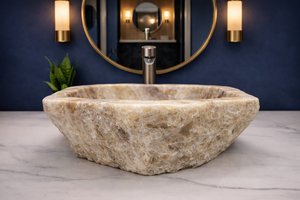 Premium Solid Onyx Marble Bathroom Vessel Sink Handmade Stone Countertop Wash <b>Basin</b> for Hotel Project - Product Image 2