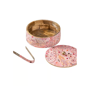 Boîte à chapati ronde imprimée en émail, chauffe-roti, cocotte avec couvercle pour la cuisine, la table à manger, boîte de service décorative pour aliments - Product Image 1