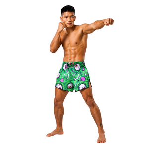 Shorts de Muay Thai verts, shorts d'entraînement de combat, shorts de boxe d'arts martiaux avec fente latérale - Product Image 4