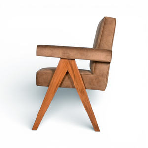 Sillón Tapizado de Estilo Moderno para Sala de Estar, con Patas en V de Madera Maciza y Tela de Terciopelo, para Uso en Hoteles, Villas y Exteriores - Product Image 6