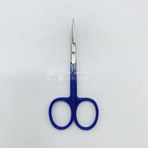 Ciseaux de manucure pédicure en acier inoxydable avec logo personnalisé nouvel arrivage Ciseaux à cuticules pour peau morte avec poignée de couleur bleue - Product Image 4