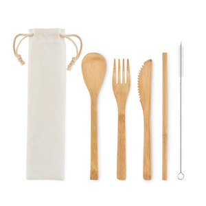 Set personalizzato di posate usa e getta paglia di bambù coperto Set - Product Image 3