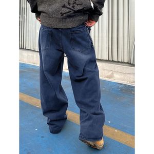 2025 pantalones vaqueros holgados estilo Hip Hop Y2K para hombre, pantalones vaqueros de pierna ancha desgastados, pantalones holgados informales, ropa de calle Jinco relajada - Product Image 4