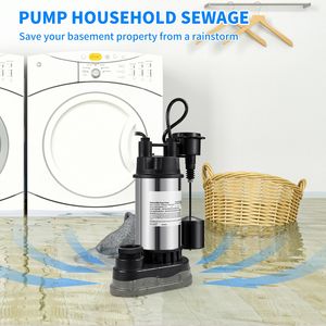 Pompa Sommergibile in Ghisa da 1,5 HP con Portata di 6000 GPH e Interruttore a Galleggiante Integrato - Product Image 2
