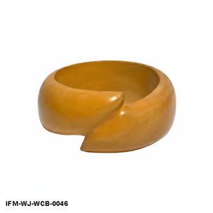 Handcrafted Abstract <b>Wooden</b> Cuff <b>Bangle</b> Mustard Yellow Sculptural Statement Bracelet Minimalist Organic Wood Jewelry for Women - Product Image 1