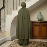 Robe de prière musulmane pour femmes en rayonne de qualité supérieure vert olive, douce et respirante, ensemble Abaya Hijab Mukena islamique, vente en gros