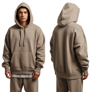 Custom 400 GSM Heavyweight Regular Fit Boxy Fleece Pullover Hoodie with Pocket 100% Cotton Anti-Pilling for Men - Product Image 1