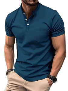 เสื้อโปโลผู้ชายผ้าฝ้าย 100% รุ่นใหม่ล่าสุด แขนสั้น ระบายอากาศได้ดี เสื้อโปโลถักแบบเรียบสำหรับเล่นกอล์ฟ เสื้อยืดโปโลผู้ชาย - Product Image 5