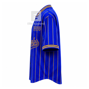 T-shirt personnalisé de la sororité Sigma Gamma Rho, manches courtes, logo sur le devant, rayé bleu et or, pour femme, vêtements grecs. - Product Image 4