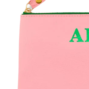 Women's Light Pink and Green Clutch <b>Wristlet</b> Pouch Zipper Cosmetic Bag Portable Makeup Organizer Travel Accessory Bag - Product Image 2