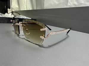 Gafas de sol cuadradas sin montura de lujo con puente de cristal – Gafas sin marco con lentes degradadas de diseñador para hombres y mujeres - Product Image 3