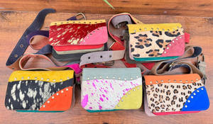 Western Handmade Real Animal Print Fur Genuine Leather Hip Pocket <b>Bags</b> Women's Vintage Stylish Festival Adjustable Fanny Packs - Product Image 4