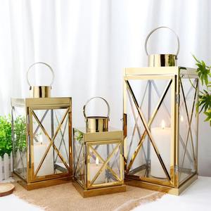 Set Of 3 Stainless Steel Gold Finished Candle <b>Lantern</b> <b>Small</b> Medium Large Size Perfect For Decorative Home Accent From India - Product Image 4