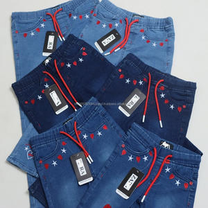 Pantalones vaqueros casuales para niñas con lazo y bordado, diseño de pierna ancha en negro, novedad para estudiantes de secundaria, para primavera y otoño, en stock. - Product Image 6