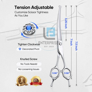 Eco Friendly Stainless Steel Simple Curved Pet Grooming <b>Scissors</b> Customizable Solid Color High Quality OEM Service Wholesale - Product Image 3