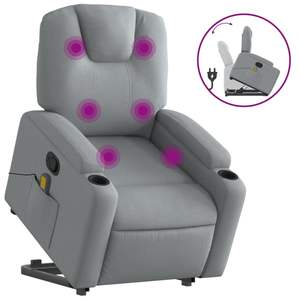 Fauteuil inclinable de massage gris clair - Product Image 2