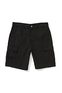 Shorts cargo pour homme, taille mi-haute, fermeture boutonnée, couleur unie, coton respirant, style décontracté, poches, tissu tissé - Product Image 2