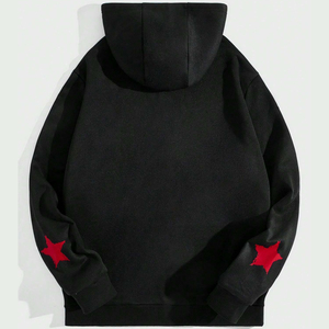 Sudadera con capucha personalizada de invierno, gruesa, con cremallera y cruz gótica, gráfico de estrella negra y roja, estilo oversize, streetwear, Y2K, punk, de algodón y forro polar, unisex - Product Image 2