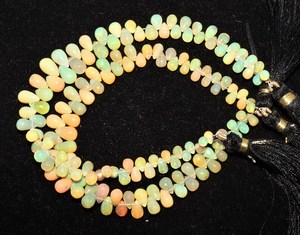 Cuentas de ópalo etíope natural brillante en forma de lágrima, lisas, de 4x6 a 5x7 mm, cuentas de ópalo etíope Welo en forma de gota, piedras preciosas de 8 pulgadas, cuentas lisas. - Product Image 2
