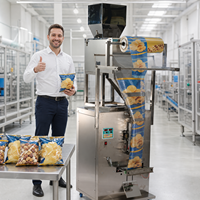 Machine d'emballage automatique de sachets de poudre et de granulés, 15 sachets/min, équipement de remplissage et de scellage pneumatique pour sacs en plastique et en papier