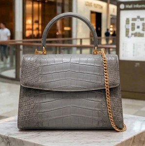 Bolso de Piel de Cocodrilo Repujada, Bolso de Moda para Mujer, Bolso de Mano de Cuero Genuino de Lujo, Asa Superior Desmontable, Bolsillo para Teléfono Celular - Product Image 5
