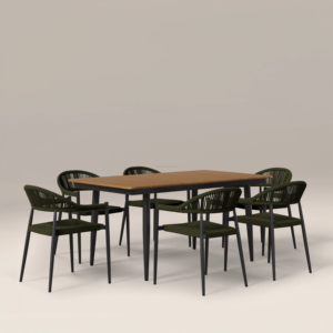 Juego de Mesa de Comedor Rectangular Moderno y Resistente con Seis Sillas Cómodas para el Hogar, Muebles para Restaurante, Uso en Exteriores - Product Image 1