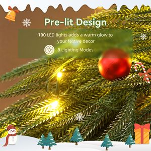 Guirlande de Noël LED verte de 36 pouces avec 8 modes et ornements, pré-éclairée, pour décoration de porte d'entrée, avec guirlande de Noël de 36 pouces - Product Image 5