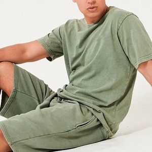 Ensemble décontracté deux pièces pour homme en 100 % coton, style urbain, t-shirt et short, léger, confortable, respirant, anti-plis, idéal pour la gym, été - Product Image 2