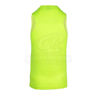 Customloop Men's <b>Neon</b> Yellow Sleeveless Tank <b>Top</b> O-Neck Quick Dry Athletic Wear Sporty Style Embroidery Logo Front - Product Image 3
