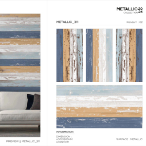 กระเบื้องพอร์ซเลนเมทัลลิก Elite ขนาด 600x1200 มม. รูปแบบขนาดใหญ่ พื้นผิวมันเงา พรีเมียม สำหรับตกแต่งผนังและพื้นภายในและภายนอกอาคาร ดีไซน์ทันสมัย รุ่น Plus Elite - Product Image 1