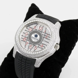 Reloj de Pulsera de Cuero Azul de Primera Calidad con Diamantes Incrustados para Oficina, Fiestas y Eventos Nocturnos Disponible en LOISTA - Product Image 4