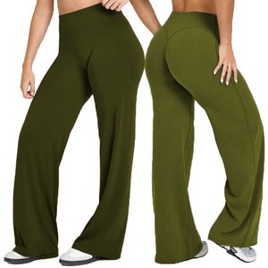 Leggings longs opaques élastiques à effet ventre plat, coupe bootcut, pour le yoga et le sport, extensibles, moulants, évasés, amples et confortables - Product Image 1