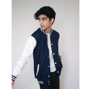 Chaqueta Universitaria Vintage Personalizada para Hombre, con Cuello Alto, Logotipo Frontal, Cuerpo de Lana, Mangas con Letras, Estilo Béisbol - Product Image 2