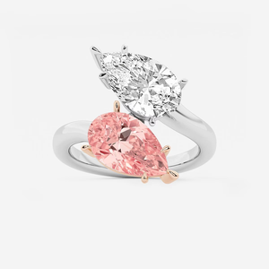 Anillo de Compromiso de Dos Piedras con Diamante Azul Pera de Laboratorio de 6 Quilates de Peso Total, Joyería Contemporánea para Propuesta de Matrimonio - Product Image 3