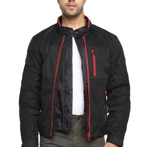 Unisex Full Sleeve Black Mesh Cordura <b>Motorcycle</b> <b>Jacket</b> Red Zipper Pockets Anti-UV Quick Dry Features <b>Summer</b> Breathable Wear - Product Image 5