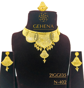 Diseñador 24K chapado en oro 5 gramos latón corto largo hermoso collar conjunto pendiente anillo moda nueva gargantilla personalizada clásica para - Product Image 1