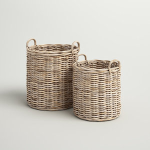 Cesta decorativa de mimbre rústico tejida a mano Cesta rústica organizativa - Product Image 1