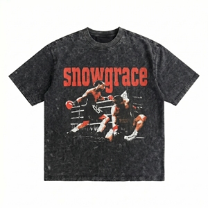 T-shirt à manches courtes pour homme Snowgrace, imprimé tie-dye noir surdimensionné, style streetwear, col rond, jersey en coton - Product Image 1