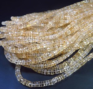 Cuentas de Citrino Amarillento Facetadas de Gemstones Valley, Hilo de 16 Pulgadas, Cuentas de Citrino Natural de Alta Calidad con Orificio Central, Forma Heishi de 5 mm - Product Image 2