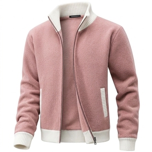 Men's Solid Turtleneck <b>Full</b> <b>Zip</b> Fleece Knit <b>Cardigan</b> Jacket Technical Fabric Winter Anti-Wrinkle Quick Dry Breathable Business - Product Image 1