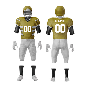 Ensemble d'uniformes de football américain personnalisés bleu, noir et blanc, col en V, manches courtes, évacuation de l'humidité, 100 % polyester, équipement pour hommes adultes - Product Image 4