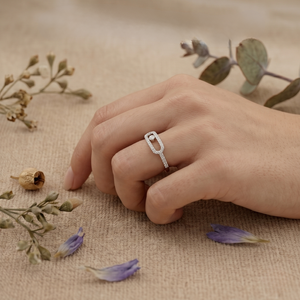 Minimalist Geometric Diamond <b>Ring</b> Moissanite <b>Open</b> Frame <b>Ring</b> Sterling Silver Stackable <b>Ring</b> For Women - Product Image 5