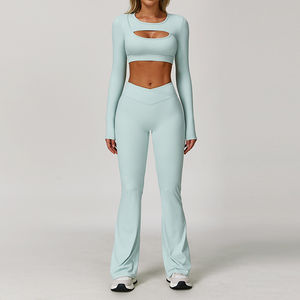 Ensemble de sport 4 pièces pour femme 2025 : Legging de yoga imprimé léopard, soutien-gorge de sport, crop top et legging à manches longues à maintien élevé - Product Image 4