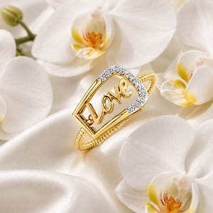 Anillo de Diamantes Cultivados en Laboratorio con Diseño de Amor de Lujo para Mujer, Oro de 10K, 14K, 18K, Plata 925, 935, Joyería Fina Romántica - Product Image 1