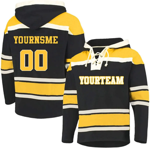 Camiseta de Hockey sobre Hielo Personalizada, Negra y Verde Neón, Cuello Redondo, Manga Larga, Sublimada, Transpirable, 100% Poliéster, para Adultos - Product Image 4