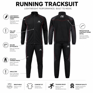 Ensemble de survêtement slim pour homme avec logo personnalisé, vente en gros, ensemble de jogging à fermeture éclair intégrale, respirant, pour entraînement de football, vêtements de sport, tenue de sport - Product Image 6