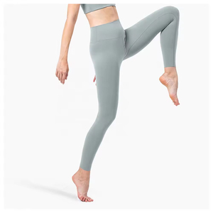 Women's Yoga <b>Leggings</b> Mid Waist Solid Color Customizable Size Logo Stretch Comfortable Breathable Velour Spandex/<b>Nylon</b> Fabric - Product Image 5